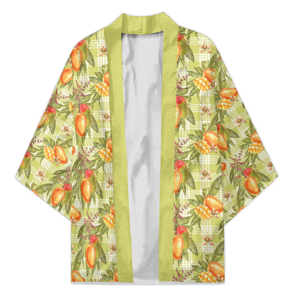 Vintage Hawaii Mango Kimono Yellow Green Hawaiian Palaka