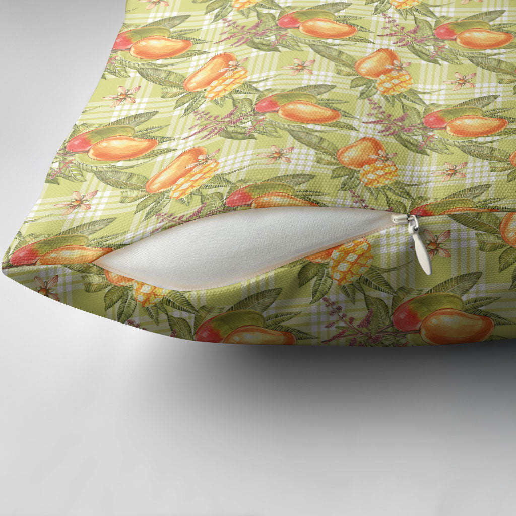 Vintage Hawaii Mango Pillow Cover Yellow Green Hawaiian Palaka