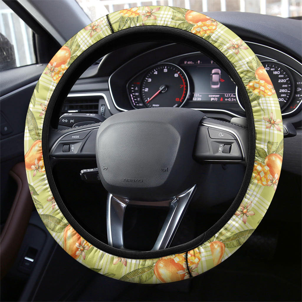 Vintage Hawaii Mango Steering Wheel Cover Yellow Green Hawaiian Palaka