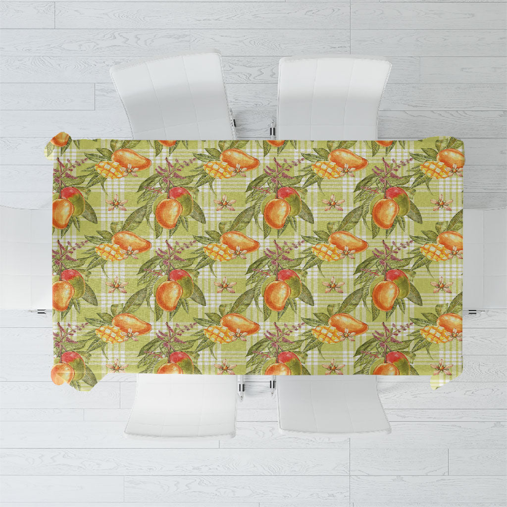 Vintage Hawaii Mango Tablecloth Yellow Green Hawaiian Palaka