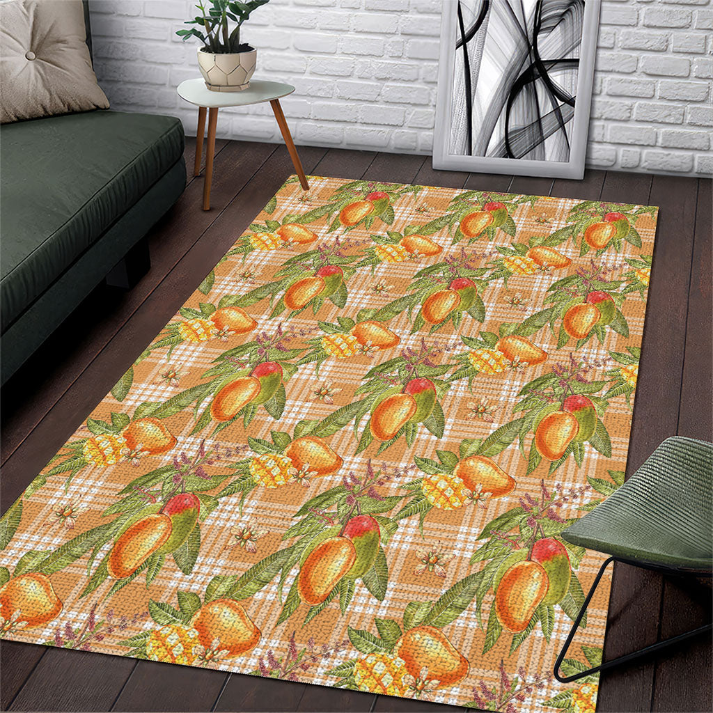 Vintage Hawaii Mango Area Rug Coral Hawaiian Palaka
