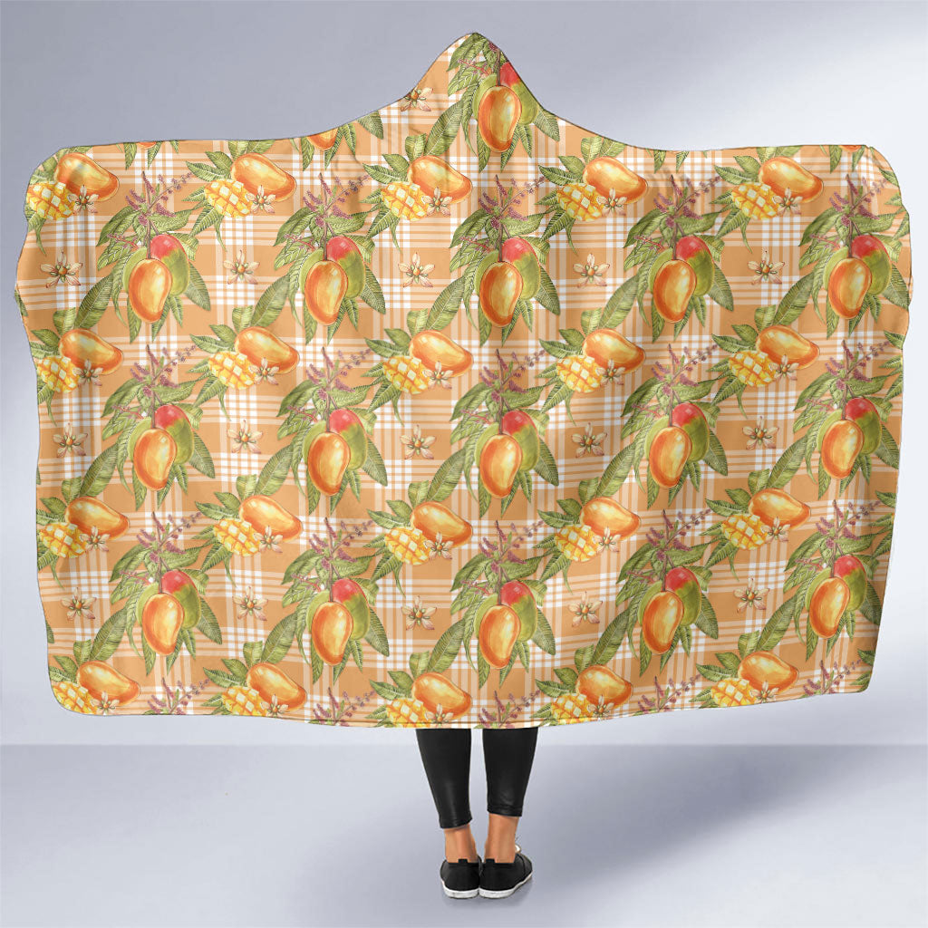 Vintage Hawaii Mango Hooded Blanket Coral Hawaiian Palaka