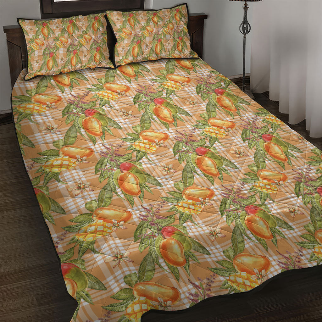 Vintage Hawaii Mango Quilt Bed Set Coral Hawaiian Palaka