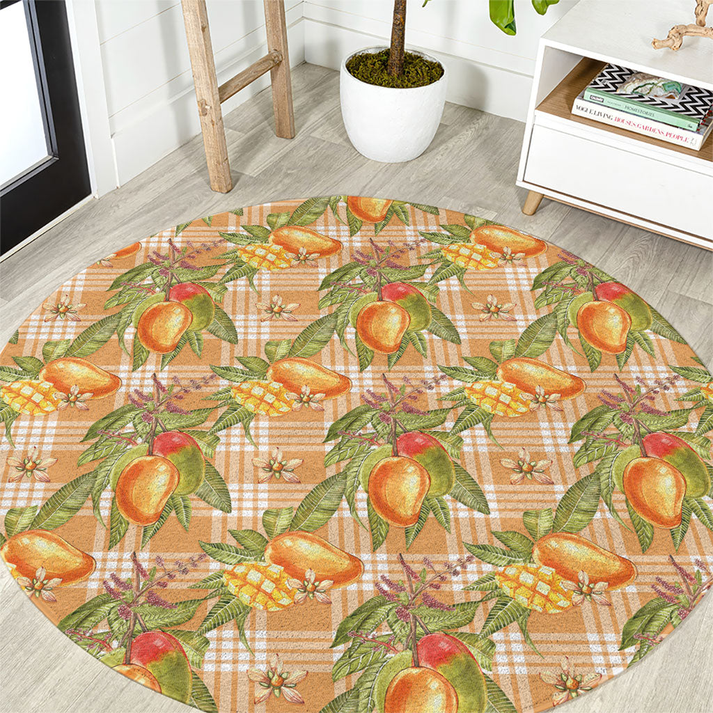Vintage Hawaii Mango Round Carpet Coral Hawaiian Palaka