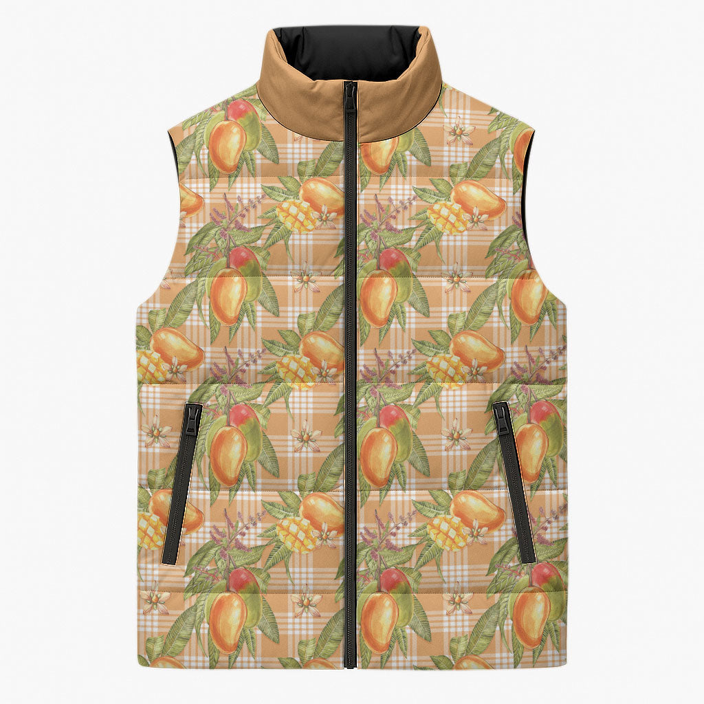 Vintage Hawaii Mango Sleeveless Puffer Jacket Coral Hawaiian Palaka