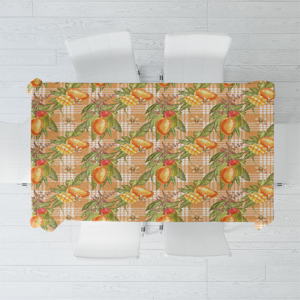 Vintage Hawaii Mango Tablecloth Coral Hawaiian Palaka