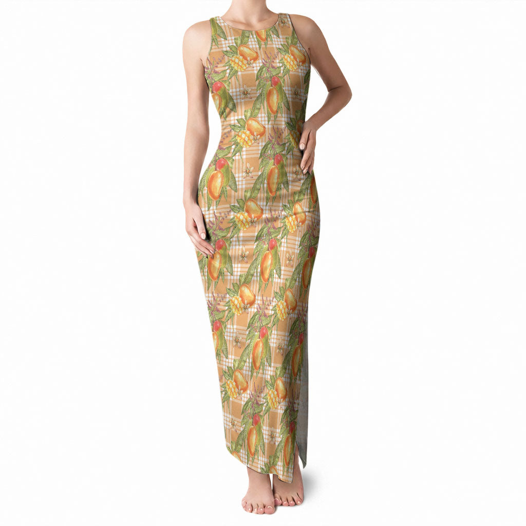 Vintage Hawaii Mango Tank Maxi Dress Coral Hawaiian Palaka