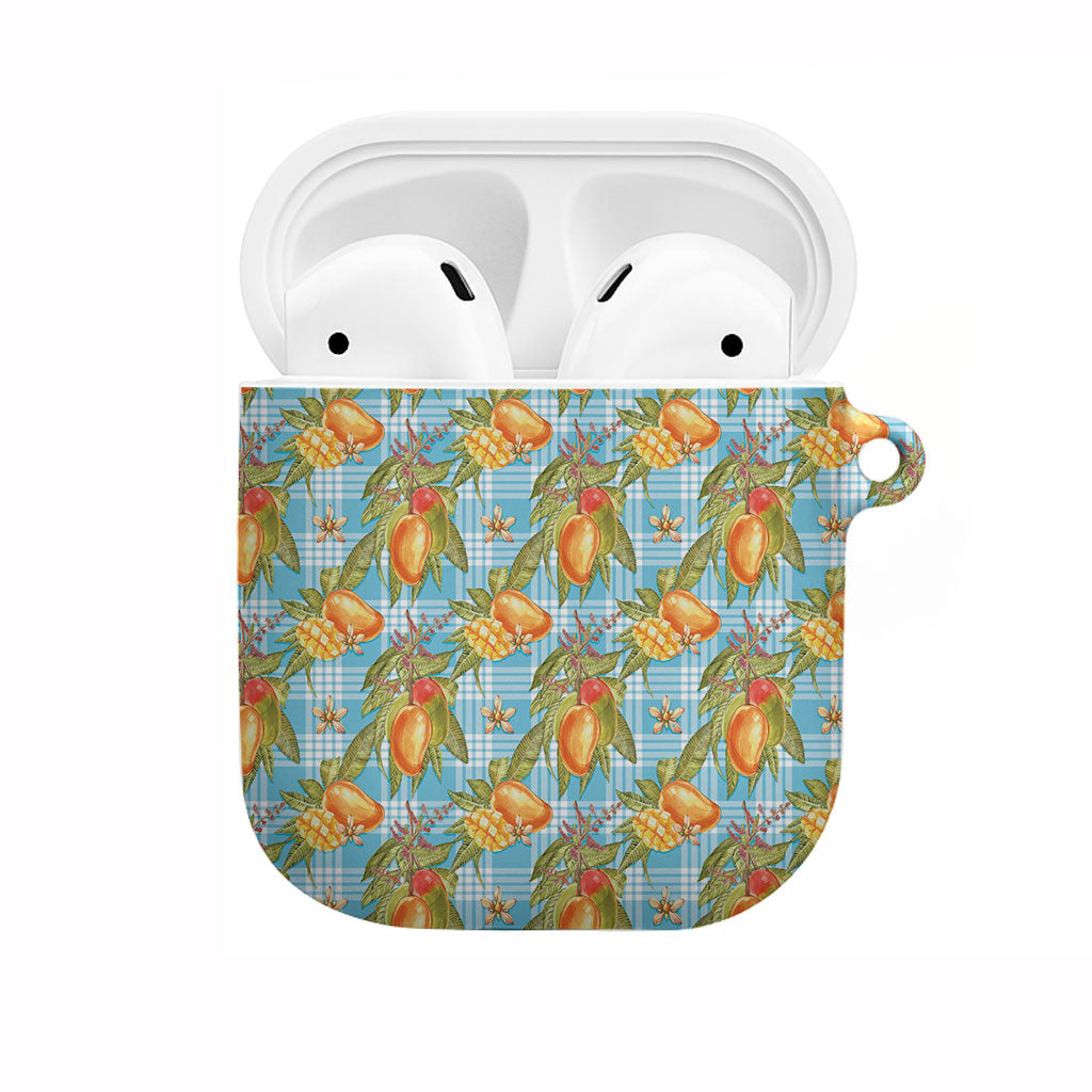 Vintage Hawaii Mango AirPods Case Blue Hawaiian Palaka