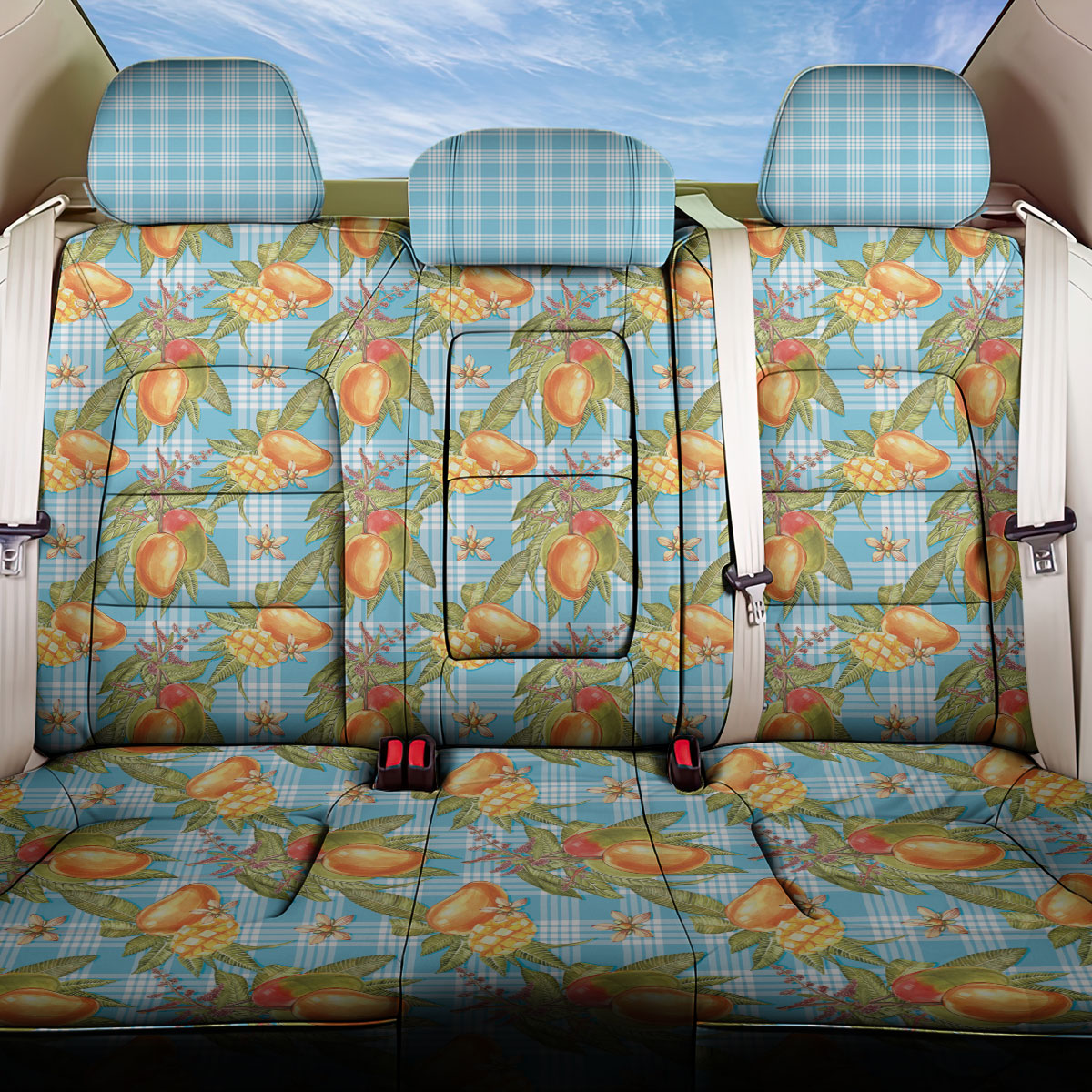 Vintage Hawaii Mango Back Car Seat Cover Blue Hawaiian Palaka