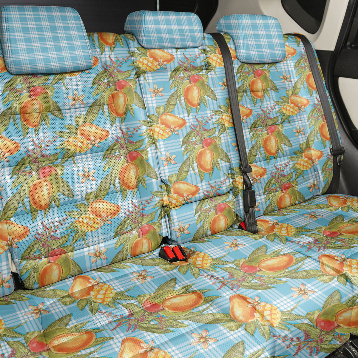 Vintage Hawaii Mango Back Car Seat Cover Blue Hawaiian Palaka