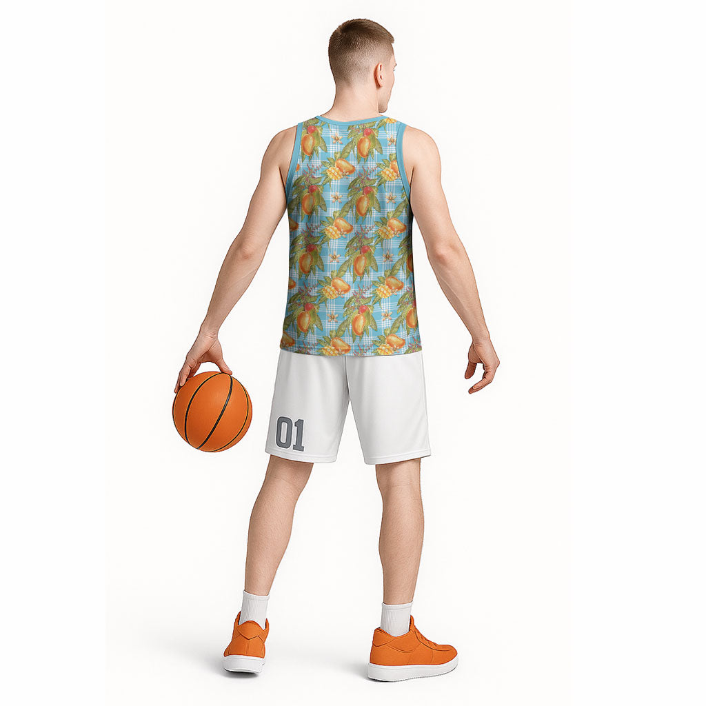 Vintage Hawaii Mango Basketball Jersey Blue Hawaiian Palaka