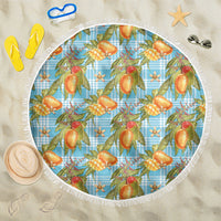 Vintage Hawaii Mango Beach Blanket Blue Hawaiian Palaka
