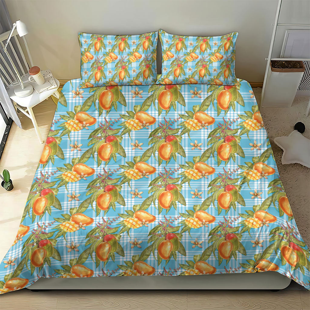 Vintage Hawaii Mango Bedding Set Blue Hawaiian Palaka