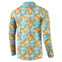 Vintage Hawaii Mango Button Sweatshirt Blue Hawaiian Palaka
