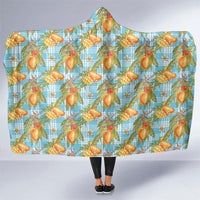 Vintage Hawaii Mango Hooded Blanket Blue Hawaiian Palaka