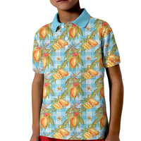 Vintage Hawaii Mango Kid Polo Shirt Blue Hawaiian Palaka