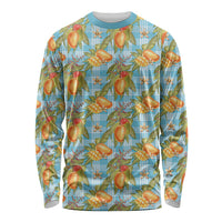 Vintage Hawaii Mango Long Sleeve Shirt Blue Hawaiian Palaka