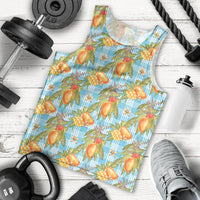 Vintage Hawaii Mango Men Tank Top Blue Hawaiian Palaka
