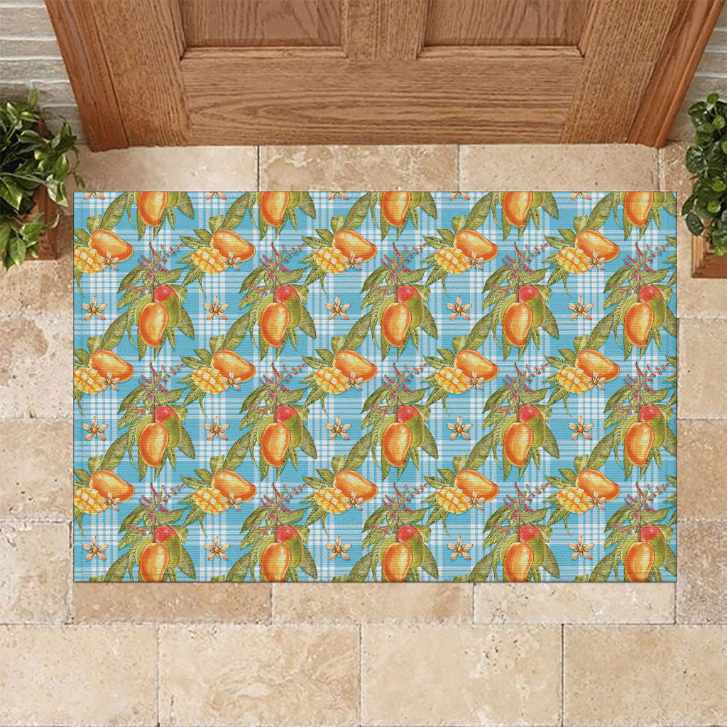 Vintage Hawaii Mango Rubber Doormat Blue Hawaiian Palaka