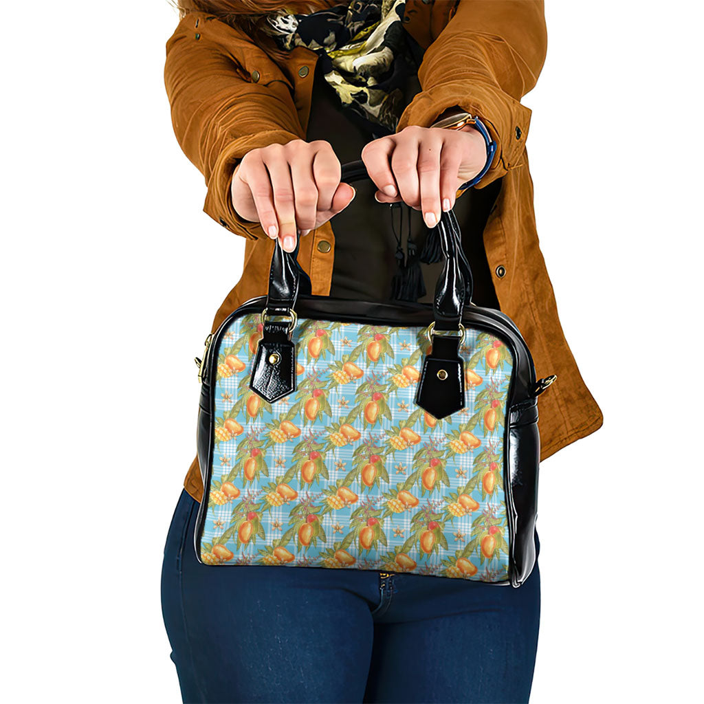 Vintage Hawaii Mango Shoulder Handbag Blue Hawaiian Palaka