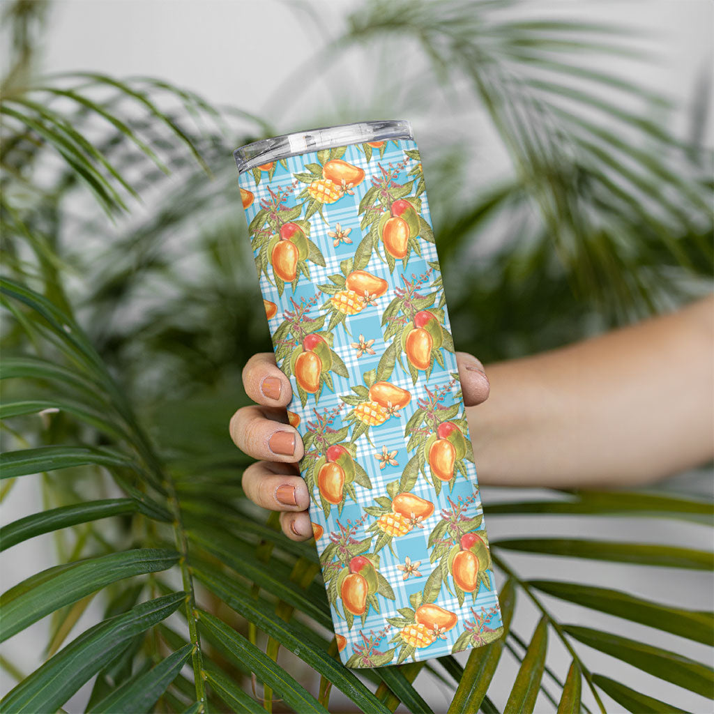 Vintage Hawaii Mango Skinny Tumbler Blue Hawaiian Palaka