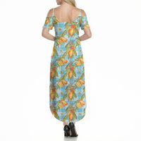 Vintage Hawaii Mango Summer Maxi Dress Blue Hawaiian Palaka