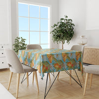 Vintage Hawaii Mango Tablecloth Blue Hawaiian Palaka
