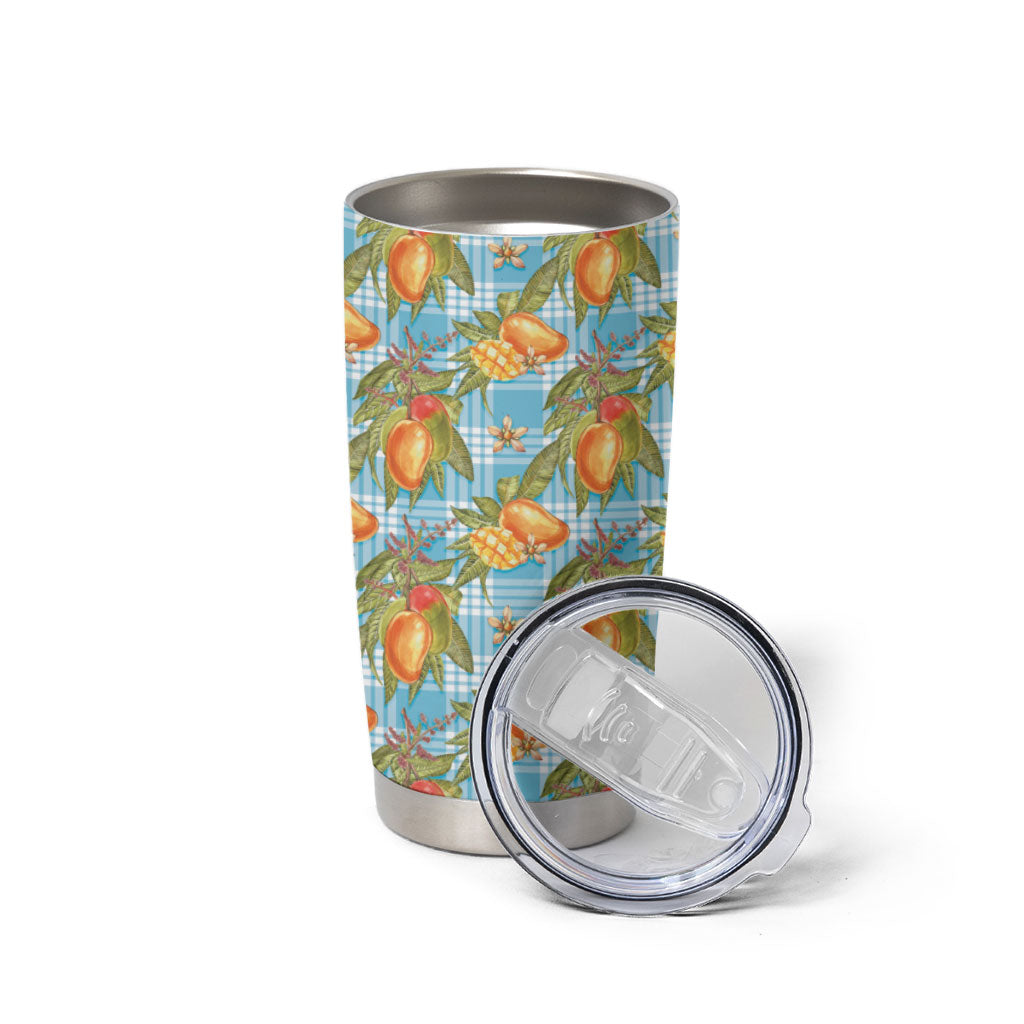 Vintage Hawaii Mango Tumbler Cup Blue Hawaiian Palaka