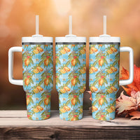 Vintage Hawaii Mango Tumbler With Handle Blue Hawaiian Palaka