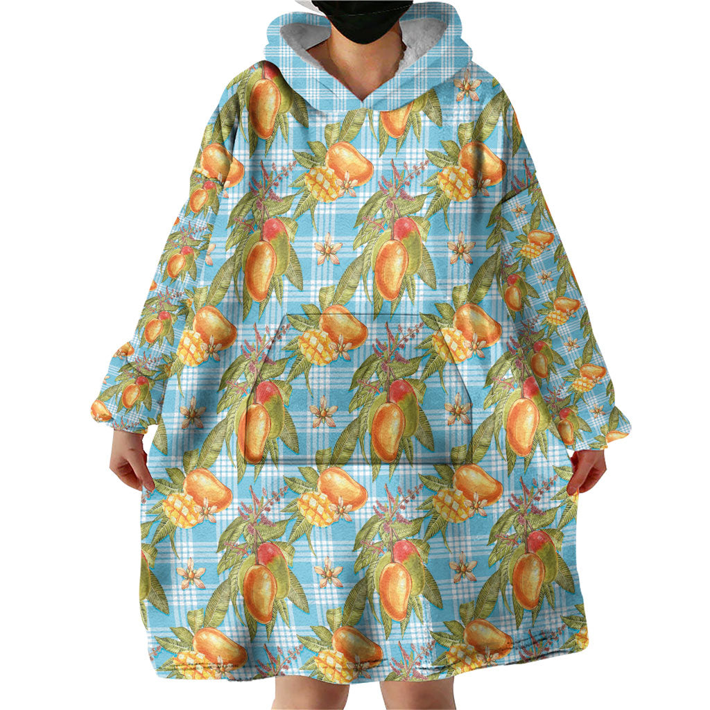 Vintage Hawaii Mango Wearable Blanket Hoodie Blue Hawaiian Palaka