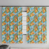 Vintage Hawaii Mango Window Curtain Blue Hawaiian Palaka