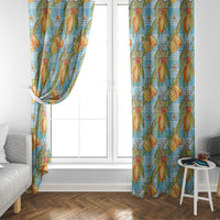Vintage Hawaii Mango Window Curtain Blue Hawaiian Palaka