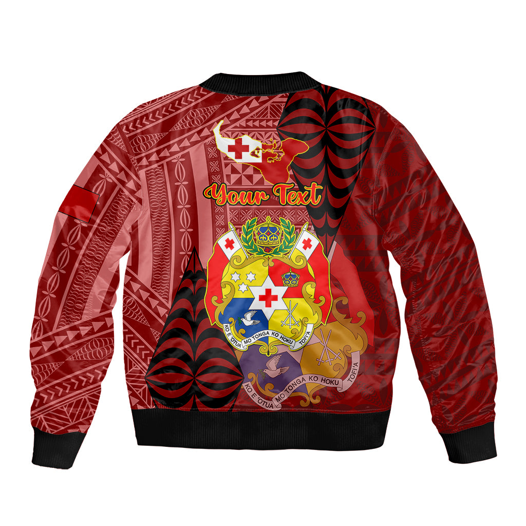 Personalized Tonga Bomber Jacket Coat Of Arms Tongatapu With Ngatu Pattern LT05 - Polynesian Pride