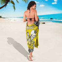 Happy Niue Constitution Day Sarong Niuean Crab Hiapo Pattern Yellow Version