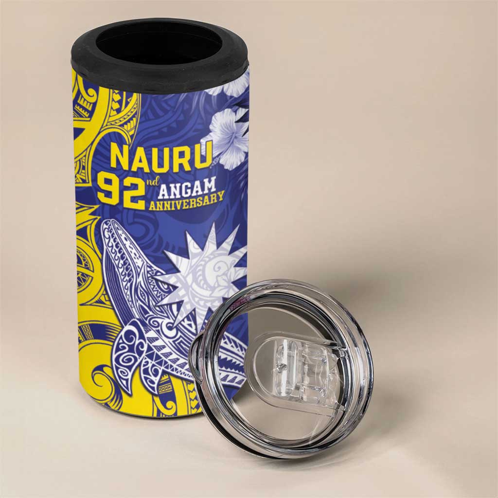 Personalised Nauru 92nd Anniversary Of Angam 4 in 1 Can Cooler Tumbler Polynesian Whale Pattern