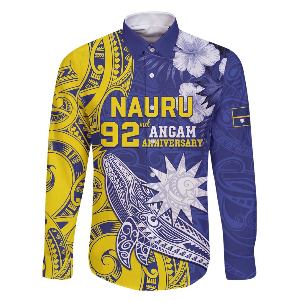 Personalised Nauru 92nd Anniversary Of Angam Family Matching Off Shoulder Maxi Dress and Hawaiian Shirt Polynesian Whale Pattern