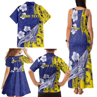 Personalised Nauru 92nd Anniversary Of Angam Family Matching Tank Maxi Dress and Hawaiian Shirt Polynesian Whale Pattern