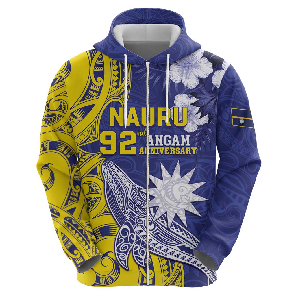 Personalised Nauru 92nd Anniversary Of Angam Hoodie Polynesian Whale Pattern