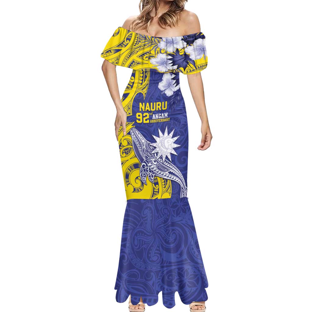 Personalised Nauru 92nd Anniversary Of Angam Mermaid Dress Polynesian Whale Pattern