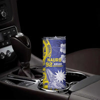 Personalised Nauru 92nd Anniversary Of Angam Skinny Tumbler Polynesian Whale Pattern