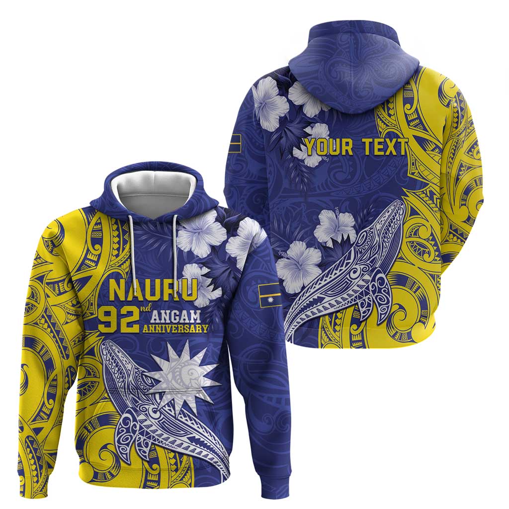 Personalised Nauru 92nd Anniversary Of Angam Zip Hoodie Polynesian Whale Pattern