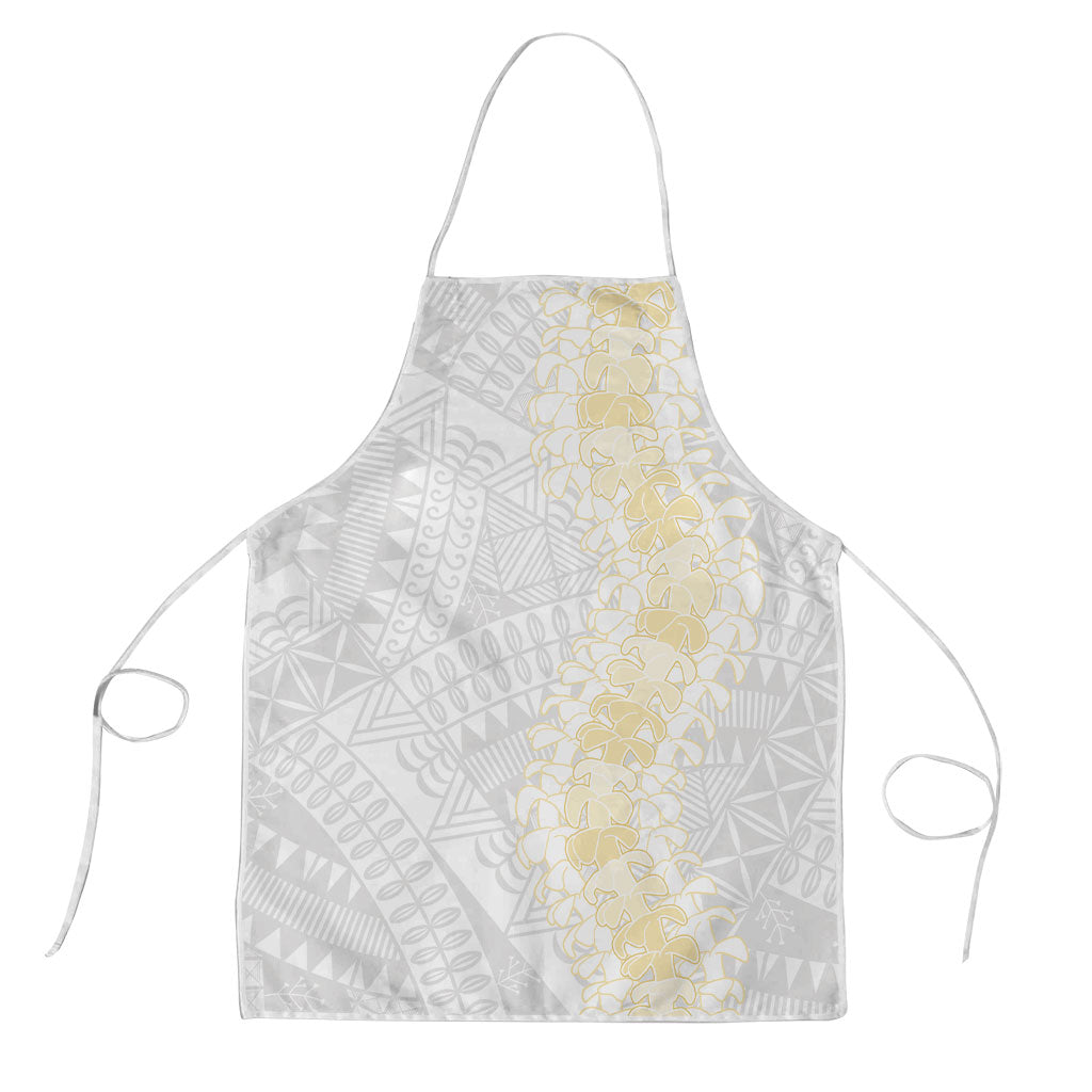 Niue White Sunday Apron Niuean Hiapo With Puakenikeni Lei