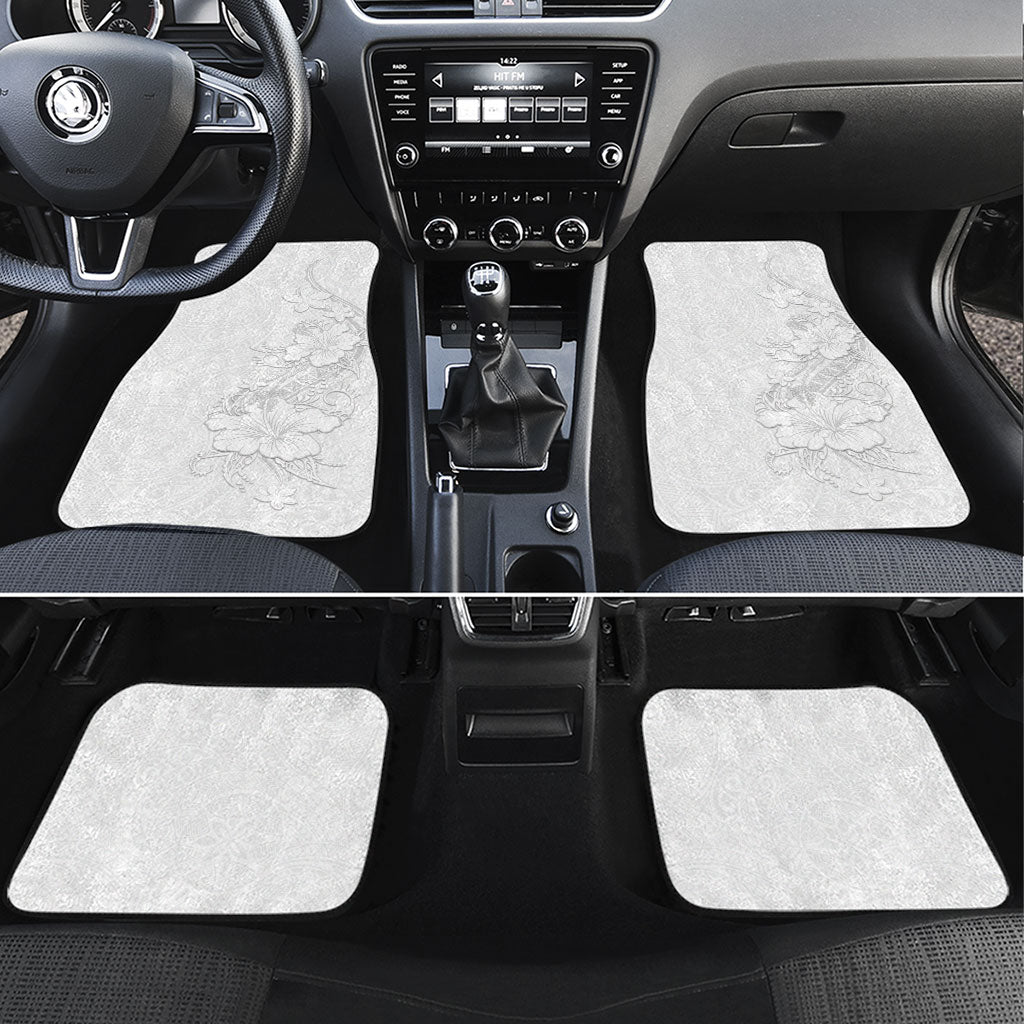 American Samoa White Sunday Car Mats Polynesian Pattern With Tropical Flowers