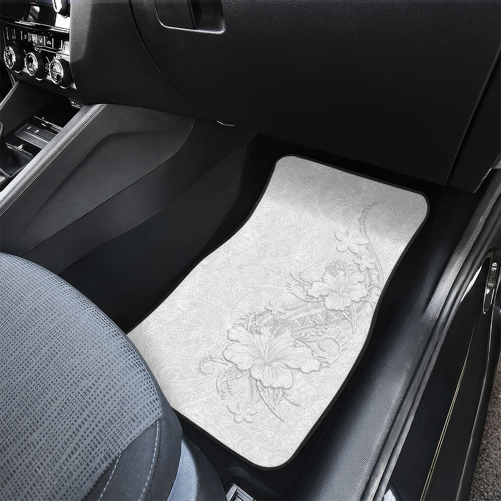 American Samoa White Sunday Car Mats Polynesian Pattern With Tropical Flowers