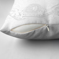 American Samoa White Sunday Pillow Cover Polynesian Pattern With Tropical Flowers