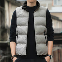 American Samoa White Sunday Sleeveless Puffer Jacket Polynesian Pattern With Tropical Flowers