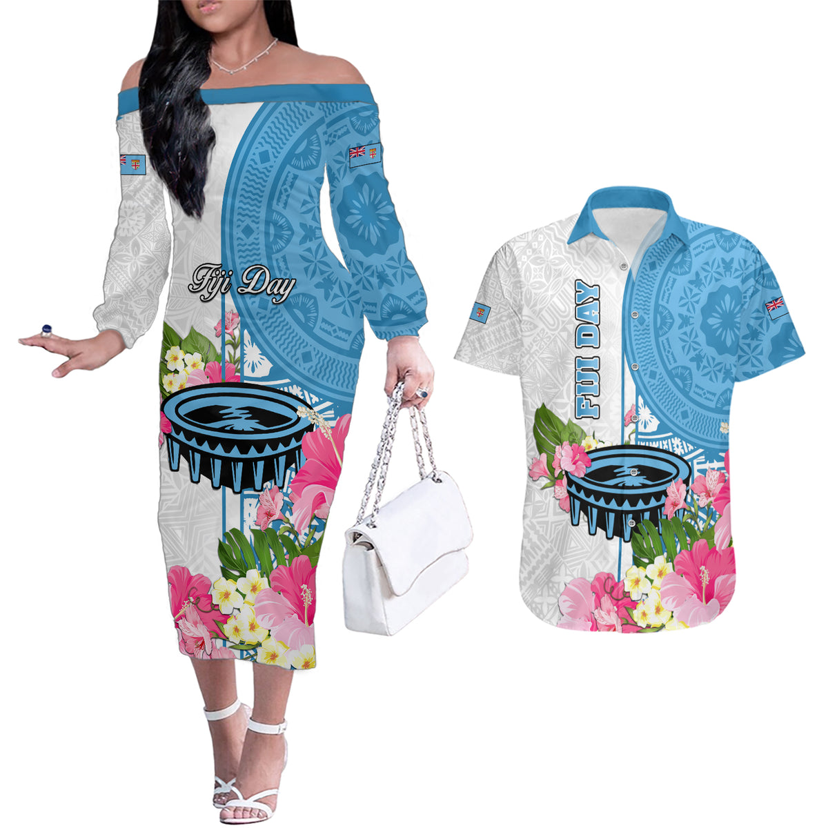 fiji-day-couples-matching-off-the-shoulder-long-sleeve-dress-and-hawaiian-shirt-tanoa-hibiscus-fijian-tapa-masi-pattern