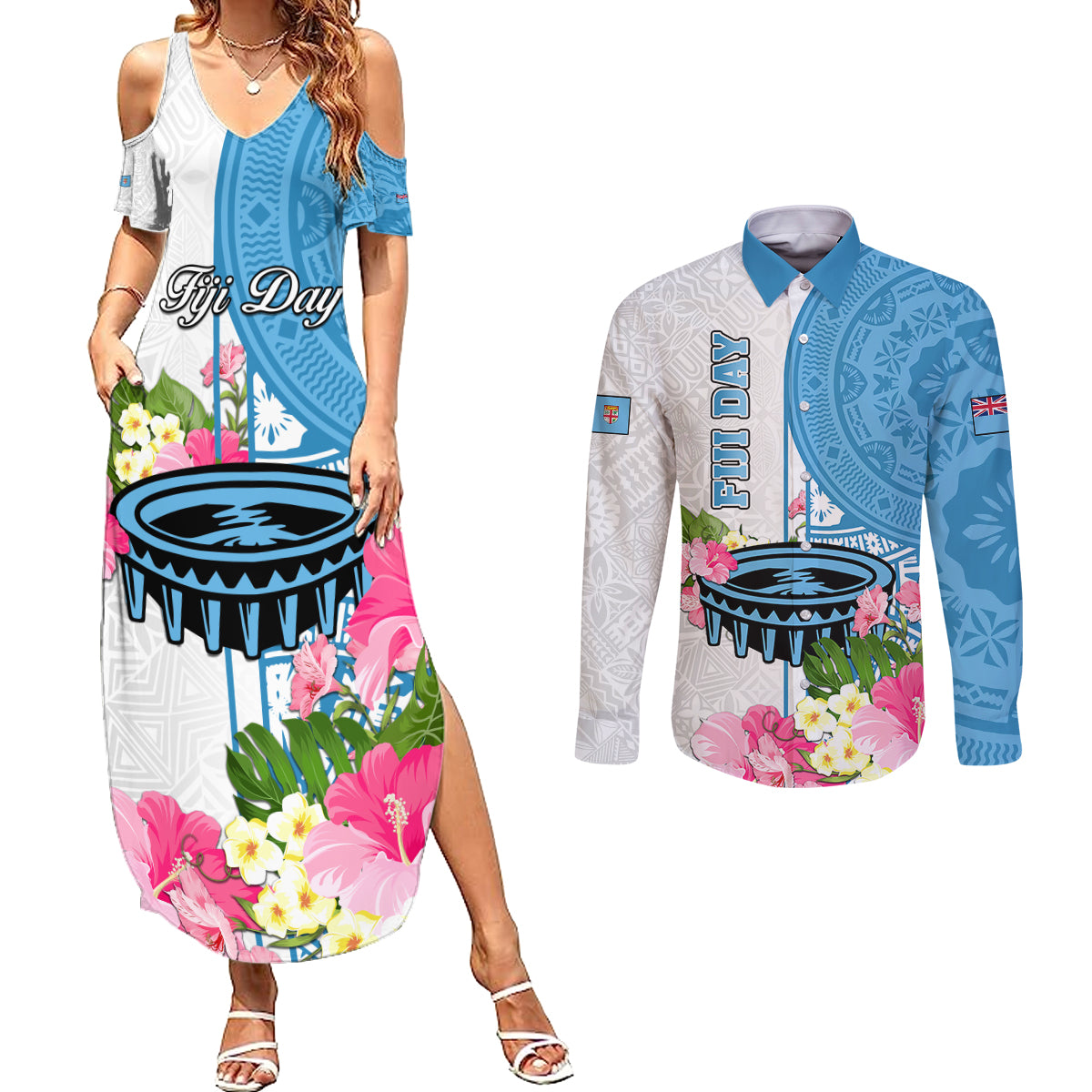 fiji-day-couples-matching-summer-maxi-dress-and-long-sleeve-button-shirts-tanoa-hibiscus-fijian-tapa-masi-pattern