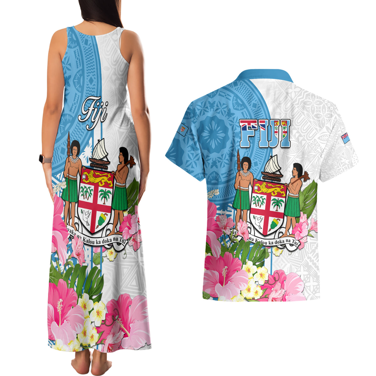 fiji-day-couples-matching-tank-maxi-dress-and-hawaiian-shirt-tanoa-hibiscus-fijian-tapa-masi-pattern