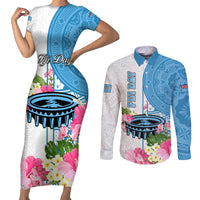 personalized-fiji-day-couples-matching-short-sleeve-bodycon-dress-and-long-sleeve-button-shirts-tanoa-hibiscus-fijian-tapa-masi-pattern